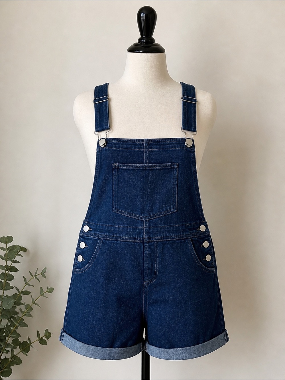 Denim Short Overalls - Dark Blue Women’s Jean Romper